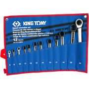 Набор комбинированных трещоточных ключей 8-24 мм KING TONY 12112MRN (12 предметов)