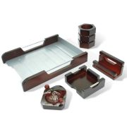 Набор настольный Wood&Metal красное дерево и никелированный металл  GALANT 230873 (5 предметов)