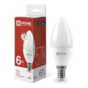 Лампа светодиодная LED-СВЕЧА-VC 6Вт свеча 4000К нейтр. бел. E14 570лм 230В IN HOME 4690612020396