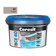 Затирка цементная № 07, серая ЦЕРЕЗИТ Aquastatic СE 40 (2 кг)