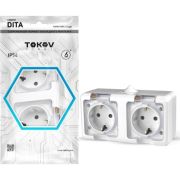 Розетка 2-м ОП Dita 16А IP54 250В с заземл. с крышкой бел. TOKOV ELECTRIC TKL-DT-R2Z-C01-IP54