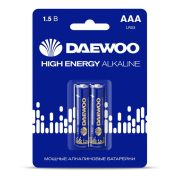 Батарейка алкалиновая AAA/LR03 1.5V High Energy Alkaline 2021 BL-2 DAEWOO 5030350 (2 шт/блистер)