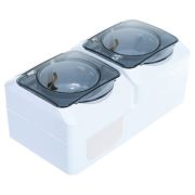 Розетка 2-м двойная наружная с заземлением со шторками IP44 белая SE (Потенциал) ЭТЮД PA16-244B