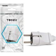 Вилка прямая 16А до 250В с заземл. бел. TOKOV ELECTRIC TKL-PLZ-C01