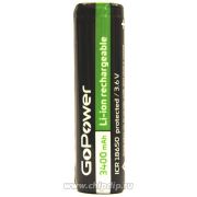 Аккумулятор Li-ion 18650 PC1 3.7V 3400mAh без защиты плоский контакт GoPower 00-00015349