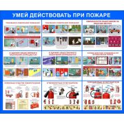 Стенд «Умей действовать при пожаре» (1200x1000 мм) без рамки