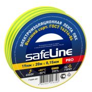 Изолента ПВХ 0,15ммх19ммх20м желто-зеленый Safeline 12123