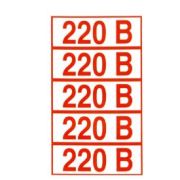 Знак электробезопасности «Указатель напряжения 220 В», КОМПЛЕКТ 20 штук, 20х50 мм, пленка, Z05
